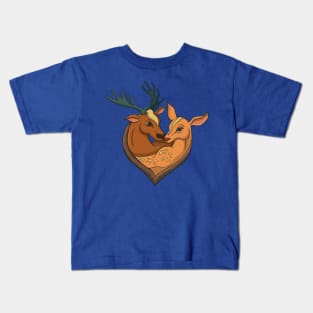 deer couple heart shaped Kids T-Shirt